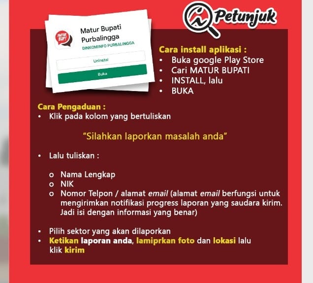 PETUNJUK PENGGUNAAN APLIKASI MATUR BUPATI VERSI MOBILE