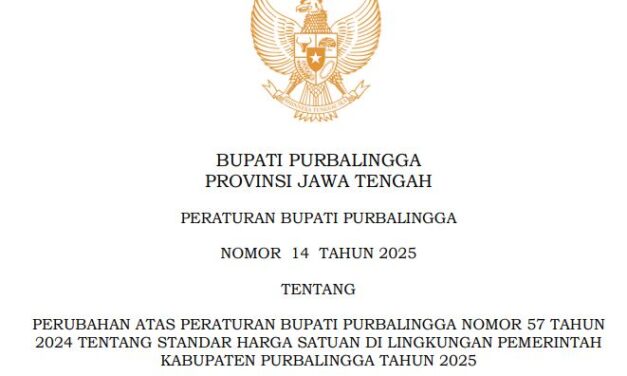 PERUBAHAN ATAS PERATURAN BUPATI PURBALINGGA NOMOR 57 TAHUN 2024 TENTANG STANDAR HARGA SATUAN