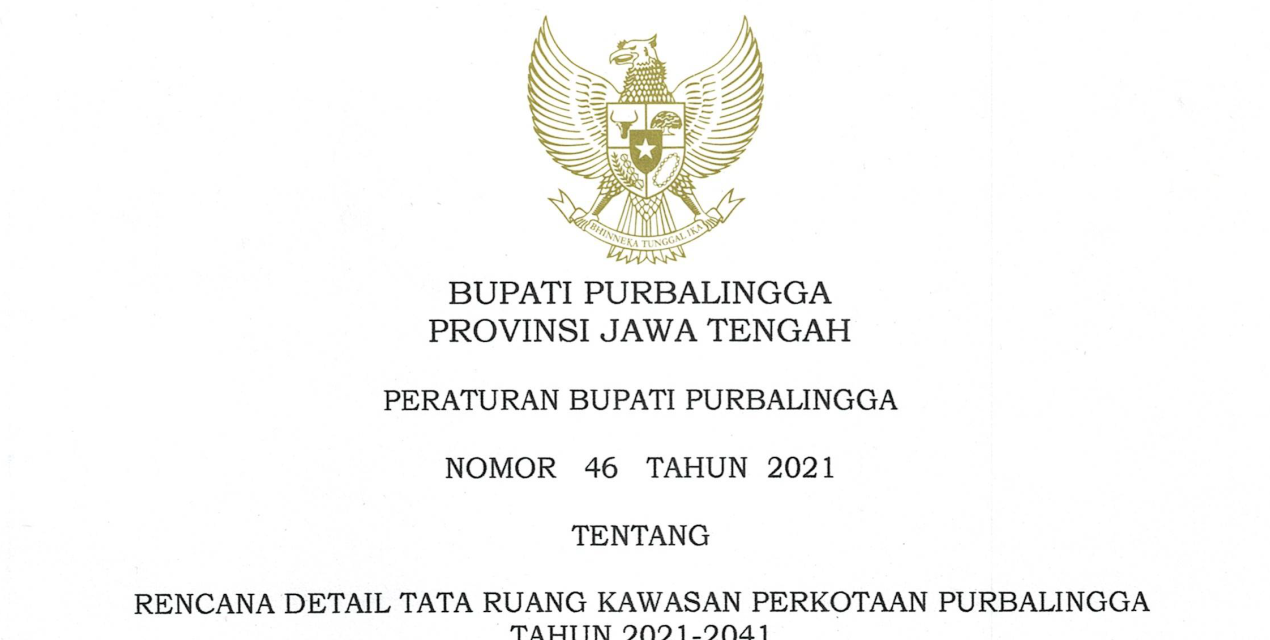PERBUP RDTR KAWASAN PERKOTAAN PURBALINGGA TAHUN 2021-2041